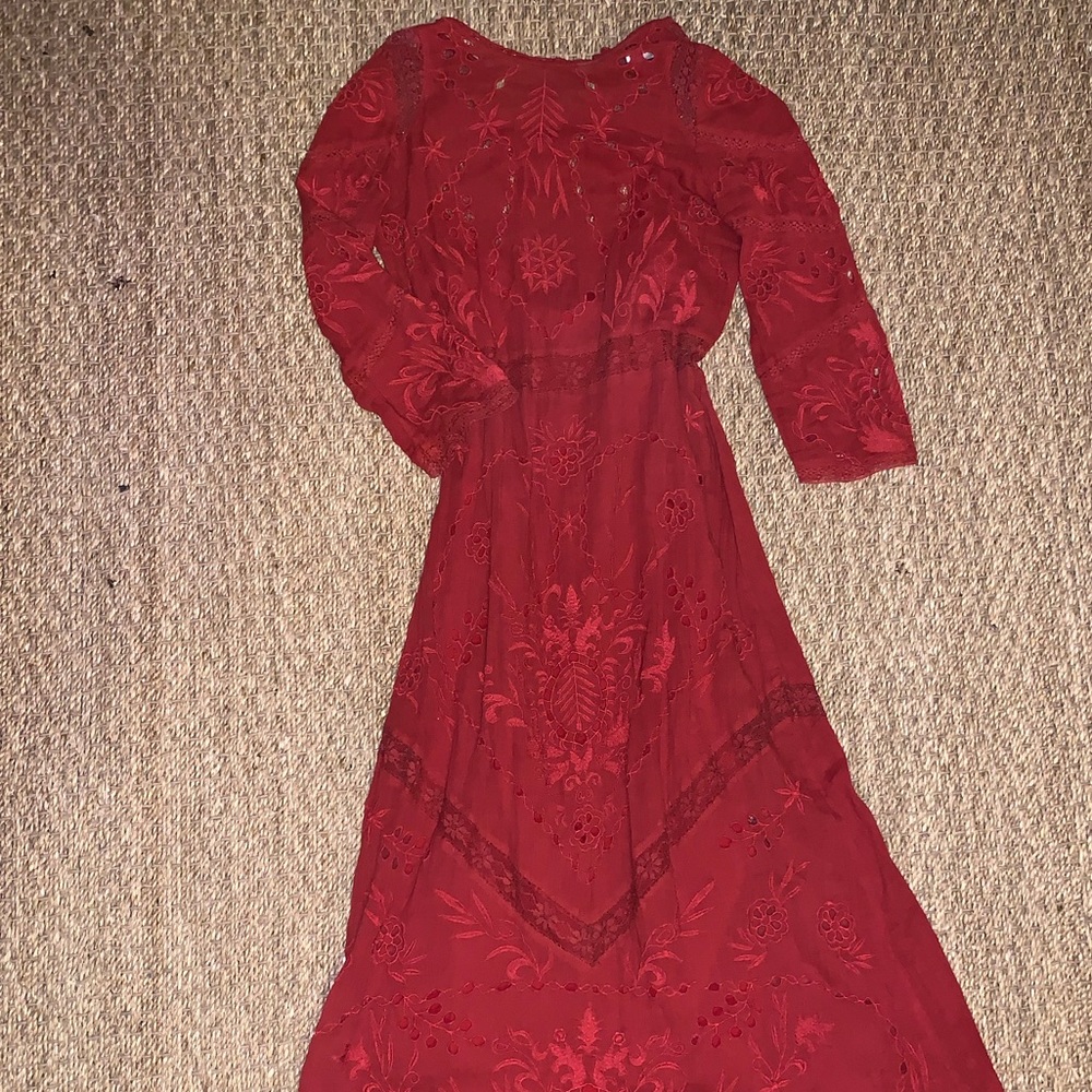 Zara Rust Eyelet Dress with Built in Slip